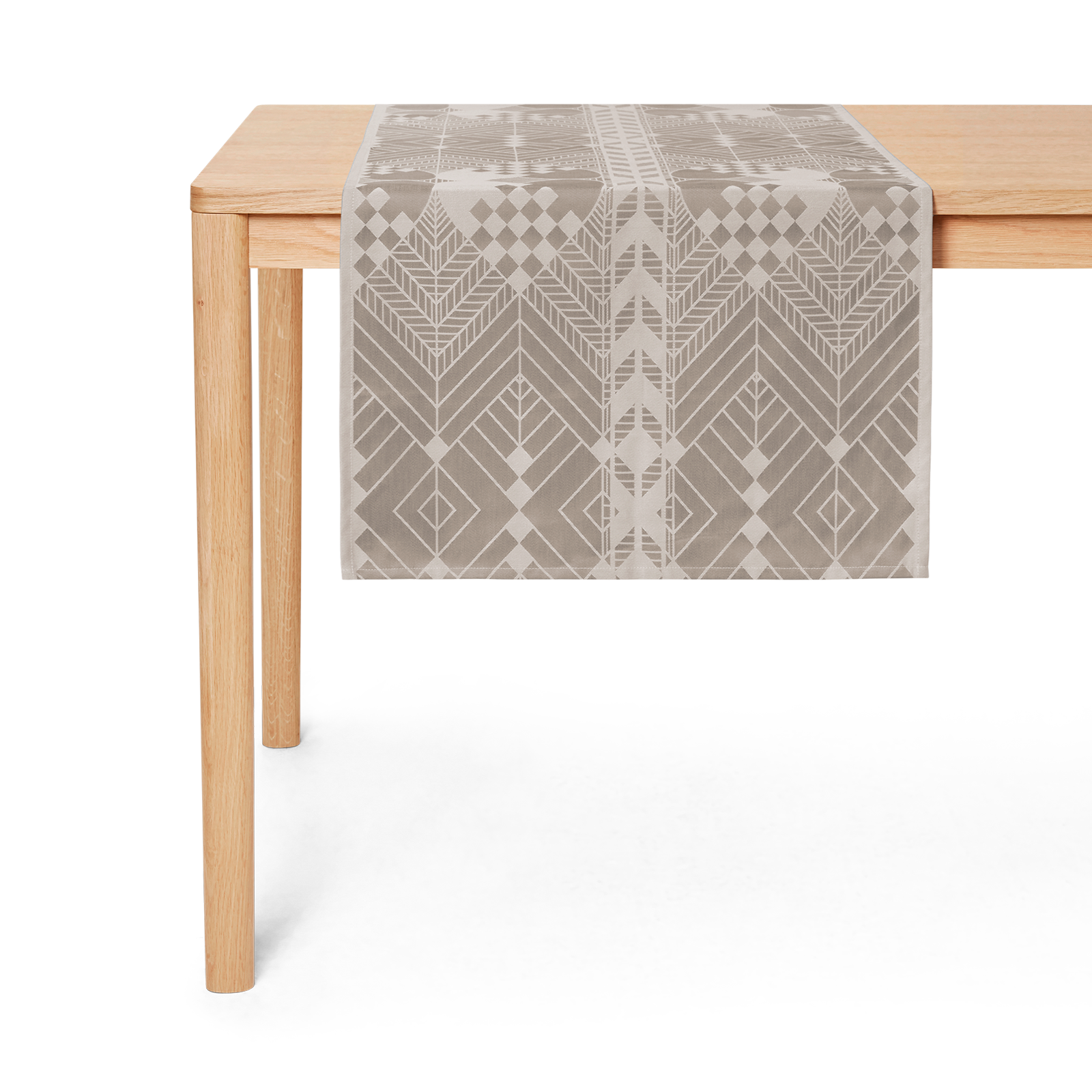 Damask woven table runner for the Christmas table in grey brown