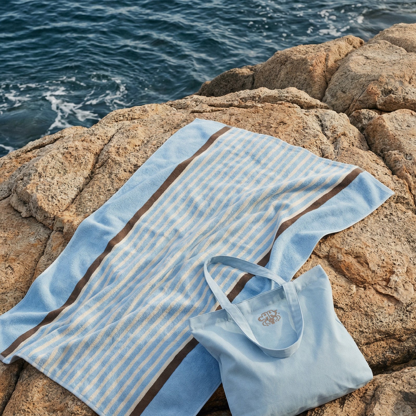 Ado Zipangu Scarf Towel ② Abild bath sheet in Blue Wave – a beautiful colour combination
