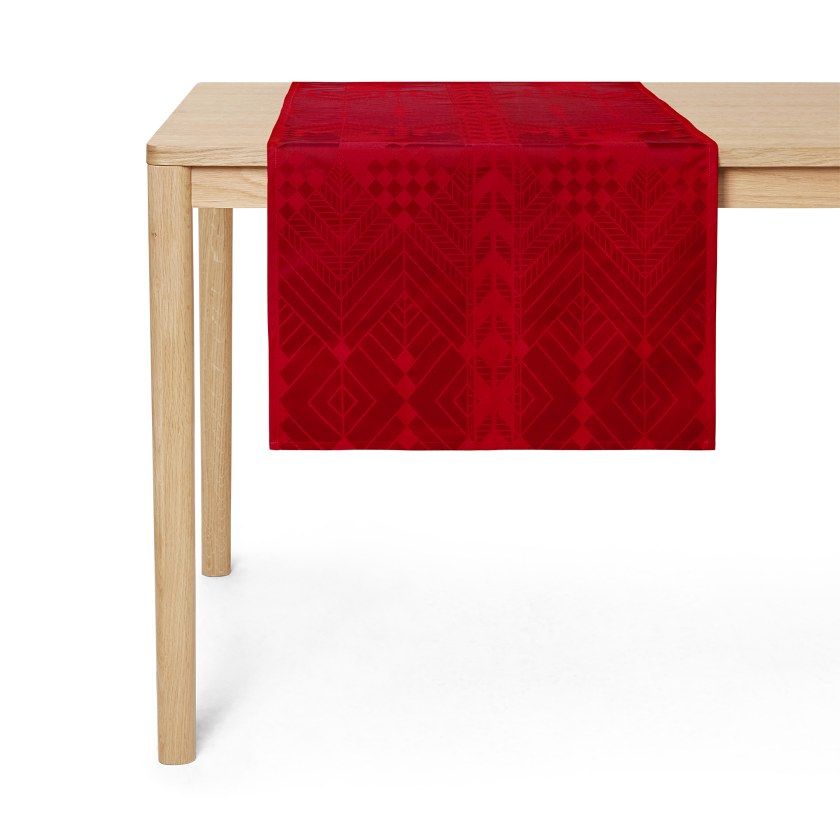 Creative Linens Christmas Bell Ornament Placemats & Table Runner Set – Red/Gold Embroidered – Includes Mantel Scarf